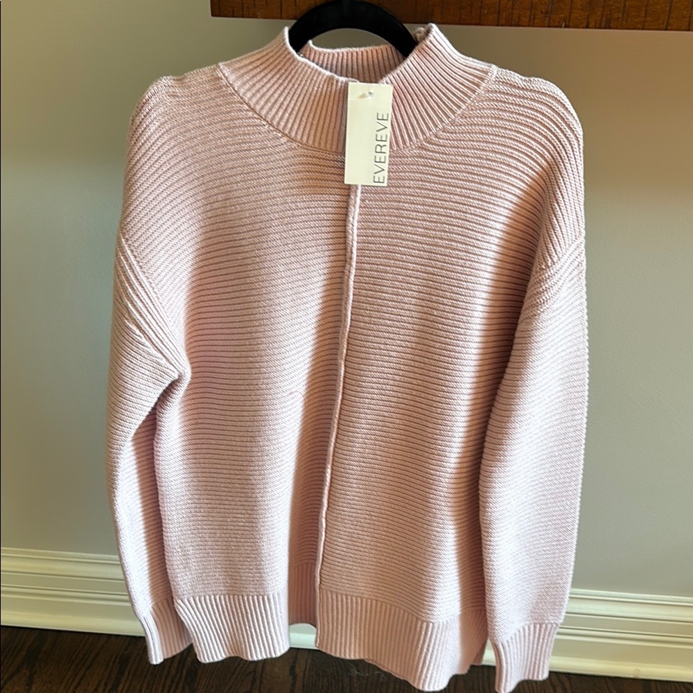 Evereve Pink Ribbed Knit Sweater Size Medium new with tags